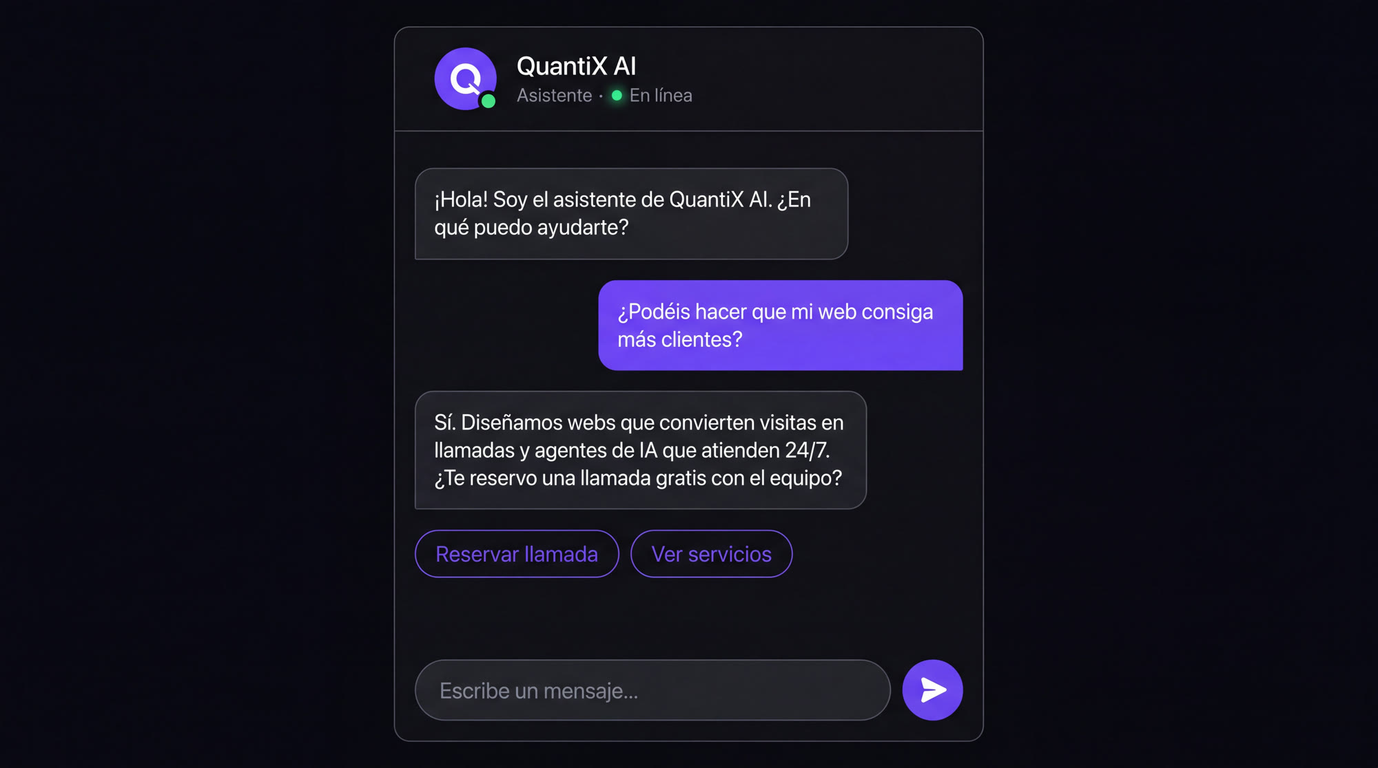 Agentes de IA — ejemplo de trabajo de QuantiX AI