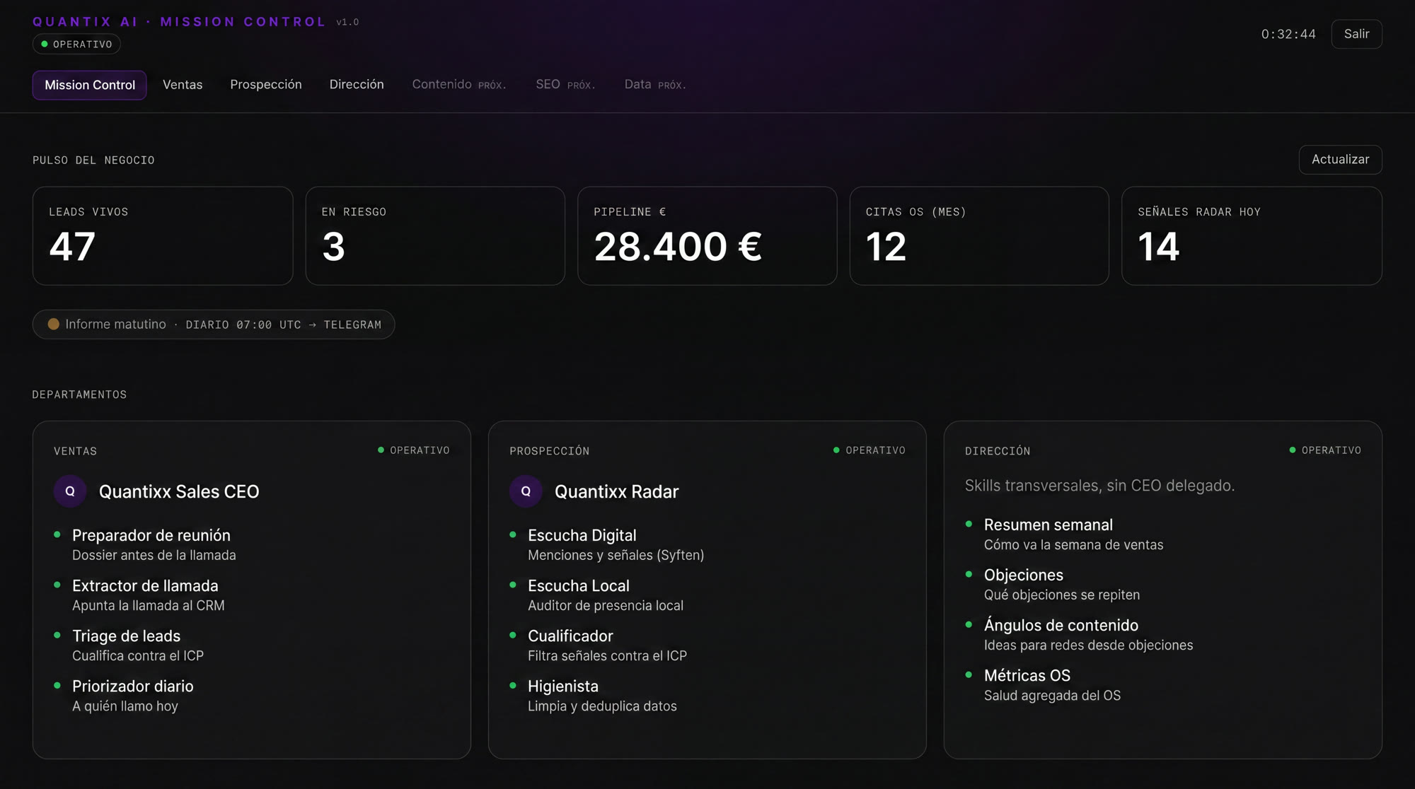 Automatización & CRM — ejemplo de trabajo de QuantiX AI
